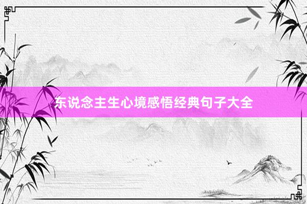 东说念主生心境感悟经典句子大全
